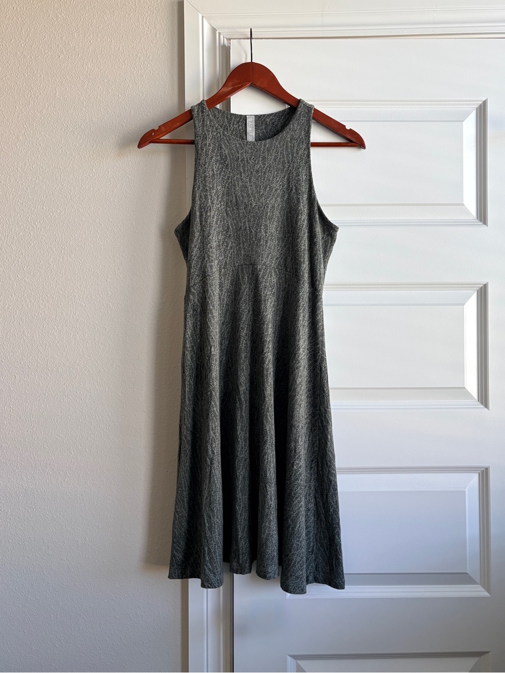Athleta Gray Green Print Sleeveless Fit Flare Dress XS